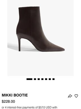 NWT Mikki Bootie - Dark Brown Pointed Leather Ankle Boot